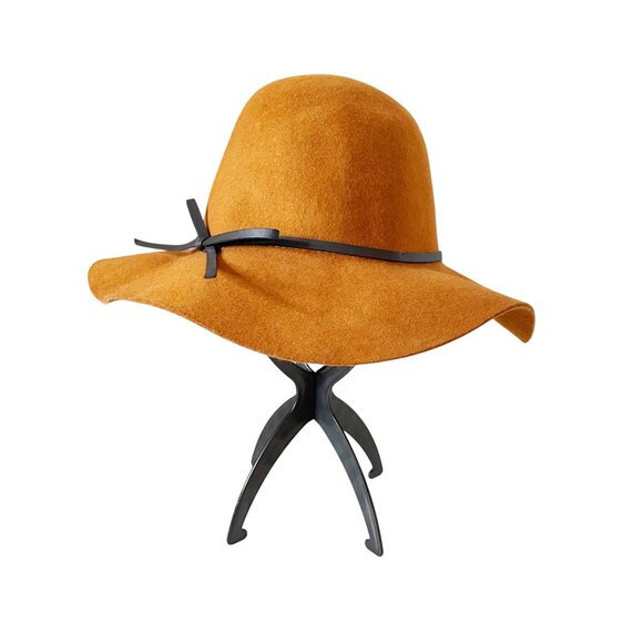 Women's 100% Wool Felt Floppy Hat Wide Brim Round Crown Caramel Brown - Picture 1 of 9